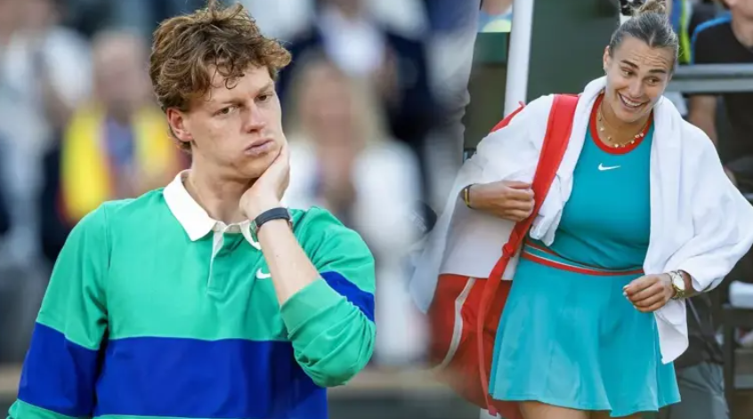 Hai tay vợt số 1 thế giới nam và nữ cùng tập luyện, Sinner thua cược, cả đội bị phạt hít đất