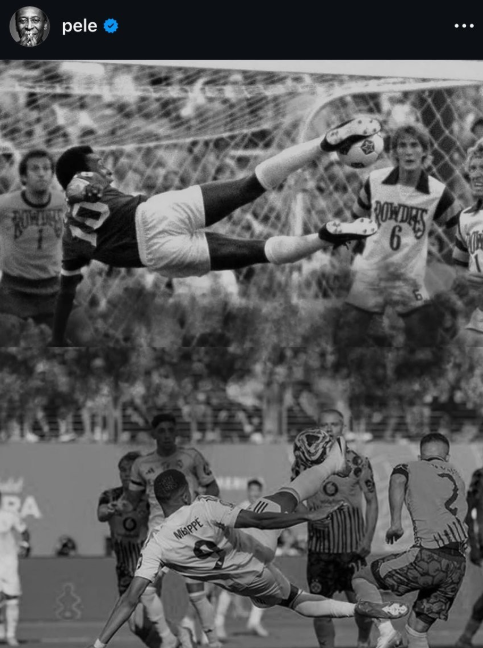 Pele đăng bài tri ân Mbappe với cú móc bóng: Bạn có thấy điểm giống nhau không?